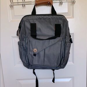 NWOT Striped Black and Gray Diaper BackPack